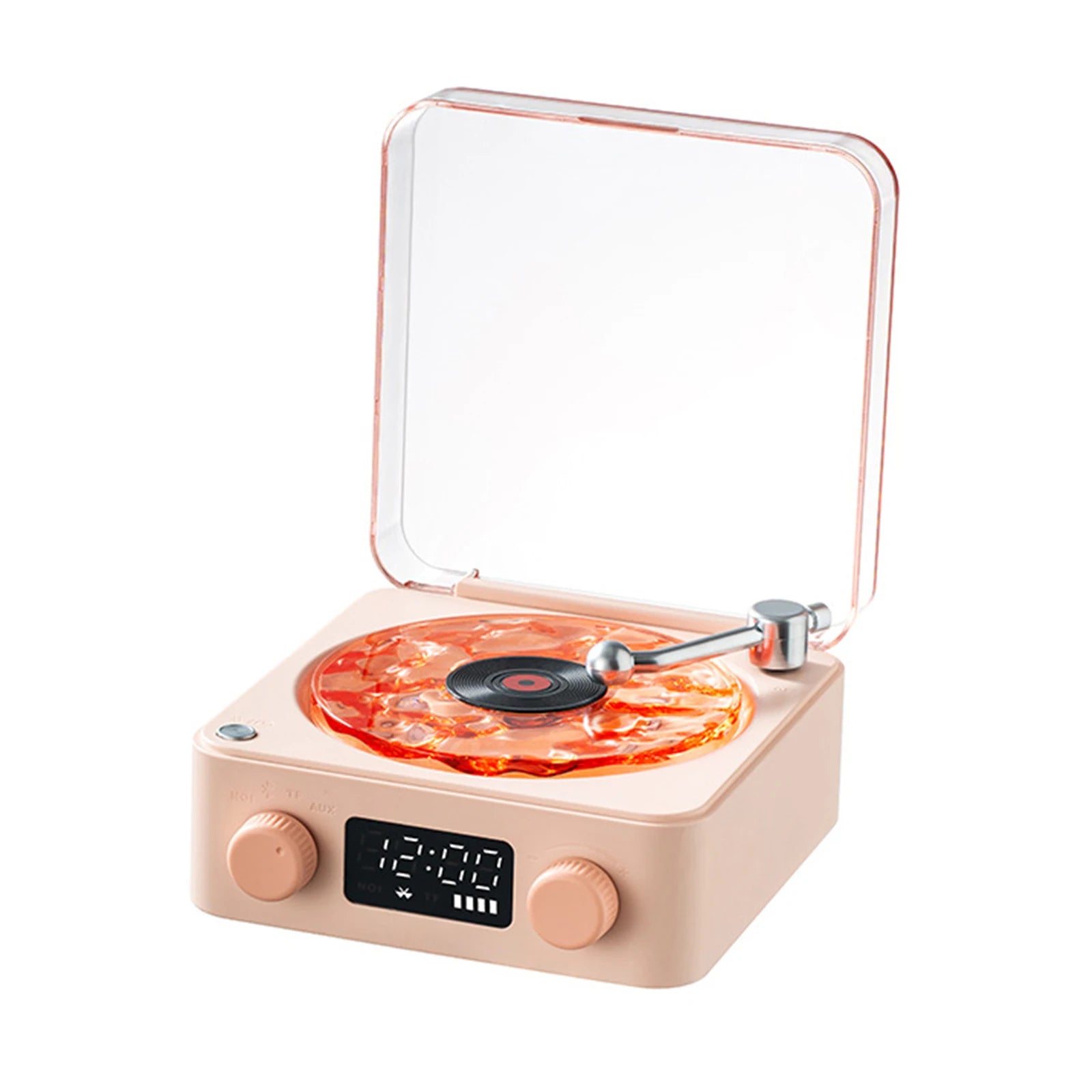 Retro Vinyl Record Player Shaped White Noise Bluetooth Speaker Sleep Aid Turntable Speaker with Dynamic Water Ripple RGB Light