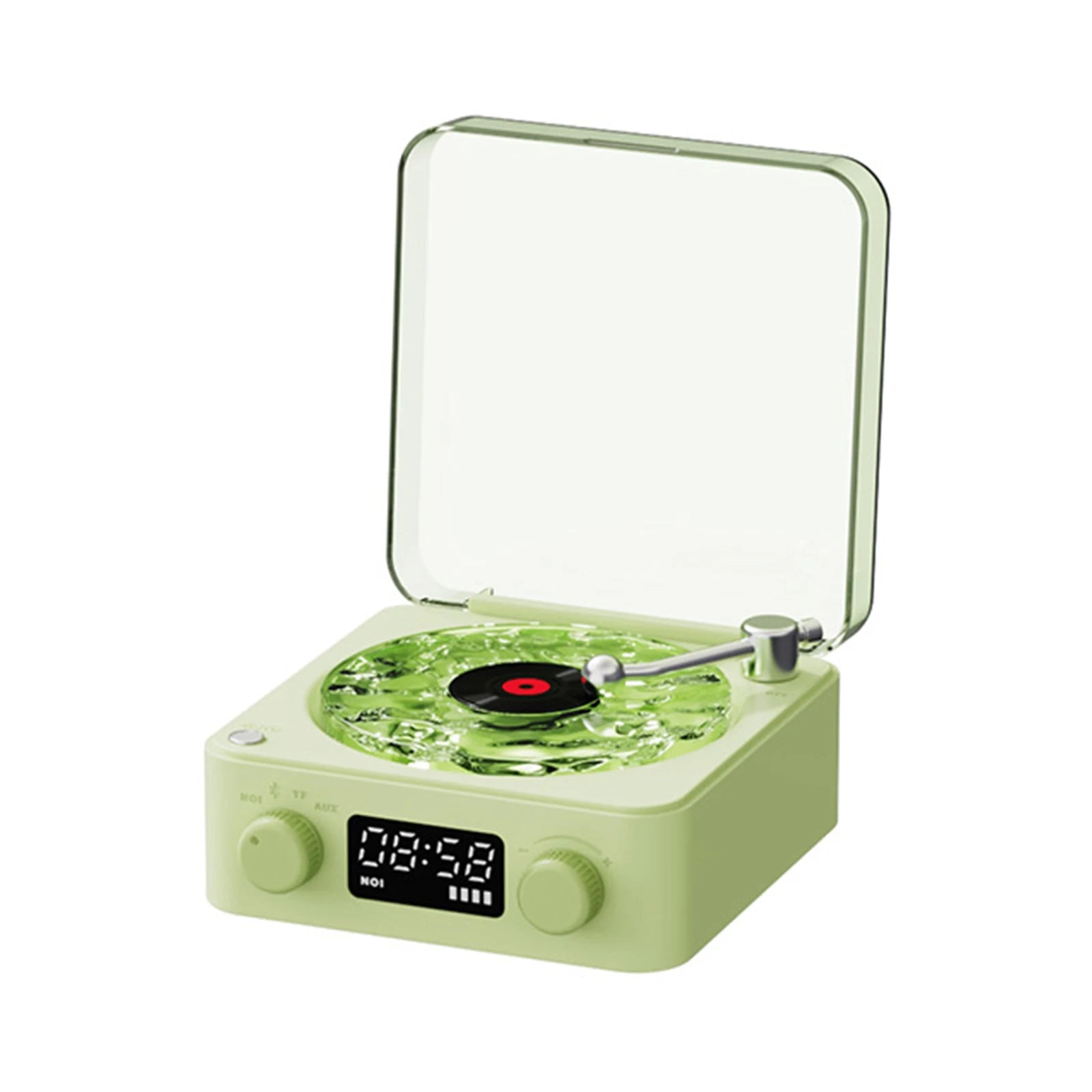 Retro Vinyl Record Player Shaped White Noise Bluetooth Speaker Sleep Aid Turntable Speaker with Dynamic Water Ripple RGB Light